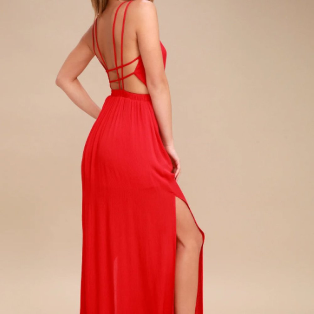 Lost in Paradise Red Maxi LuLus Dress - Size XL - NEVER WORN
